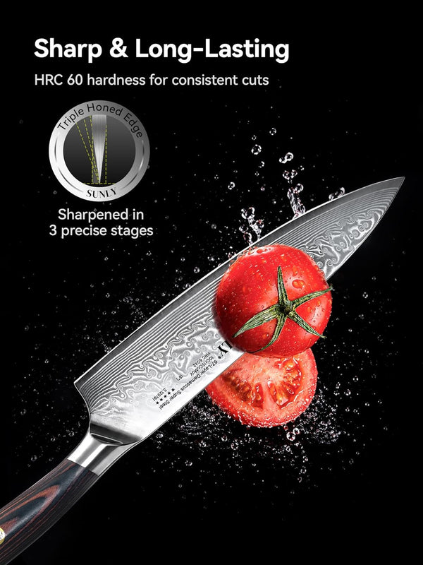 Damascus Chef Knife 8-Inch, Professional Kitchen Knife with Ultra-Sharp 15° Edge, Vg-10-Type (10Cr15Comov) Core, 67-Layer Steel, 60±2 HRC, Ergonomic Wood Handle2