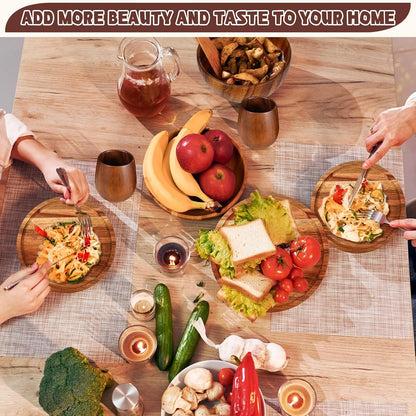 12 Pcs Acacia Wood Dinnerware Set for 46