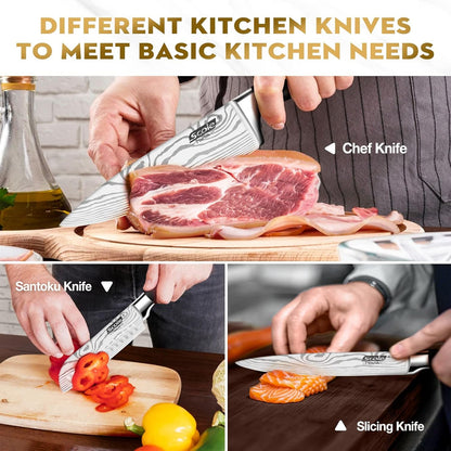 ® Chef Knife Ultra Sharp Kitchen Knife Set 7-Piece, Premium German 1.4116 Stainless Steel Chefs Knife Set, Ergonomic Handle Professional Full Tang Knives Set for Kitchen with Gift Box4