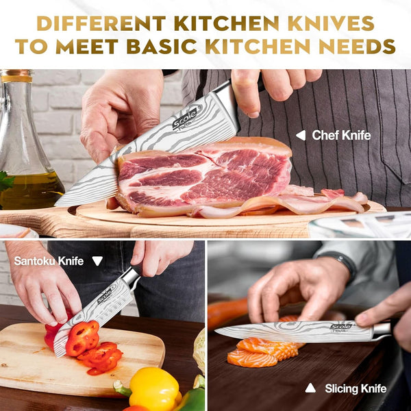 ® Chef Knife Ultra Sharp Kitchen Knife Set 7-Piece, Premium German 1.4116 Stainless Steel Chefs Knife Set, Ergonomic Handle Professional Full Tang Knives Set for Kitchen with Gift Box4