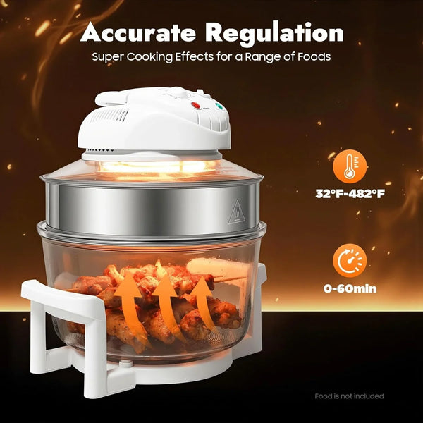 18Qt Glass Air Fryer Non Toxic Extra Large, Halogen Convection Oven with Viewable Glass, 1400W, Adjustable Temperature and Timer, for Meals French Fries Chicken Healthy Cooking4