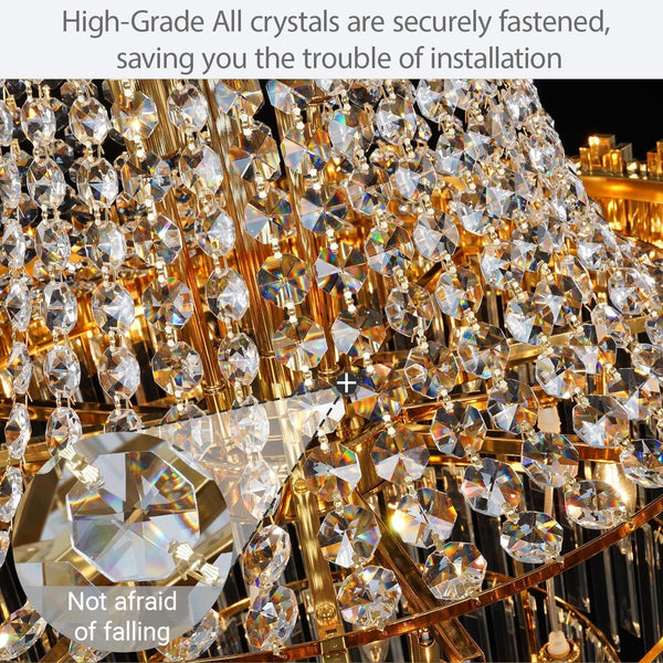 Modern Large Chandelier Light Crystal Chandelier High Ceiling Foyer Entryway Gold Luxury Pendant Hanging Light Fixture UL Listed Ceiling Light for Living Room, Foyer, Dining Room, Staircase6