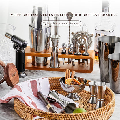 Cocktail Shaker Set Bartender Kit with Stand | Bar Set Drink Mixer Set with All Essential Accessory Tools: Martini Shaker, Jigger, Strainer, Mixer Spoon, Muddler, Liquor Pourers |Silver6