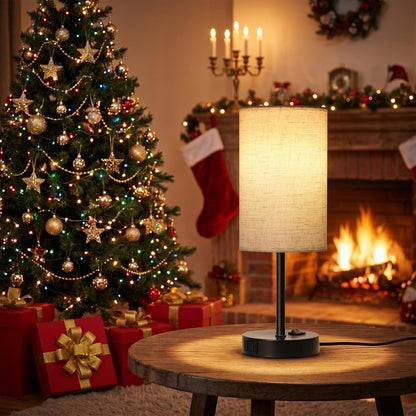 Table Lamp for Bedroom Set of 2, Bedside Small Lamps with 3 Way Dimmable Rocker Switch and AC Outlet, Nightstand Desk Lamp with Flaxen Fabric Shade Black Base for Living Room Home Decor Lights | E26 Bulbs,Ac Outlet,3 Way Dimmable,Rocker Switch,Desk Lamp Flaxen Fabric Shade Black Base 2Pack Bedroom Living Room Dorm Lamp9