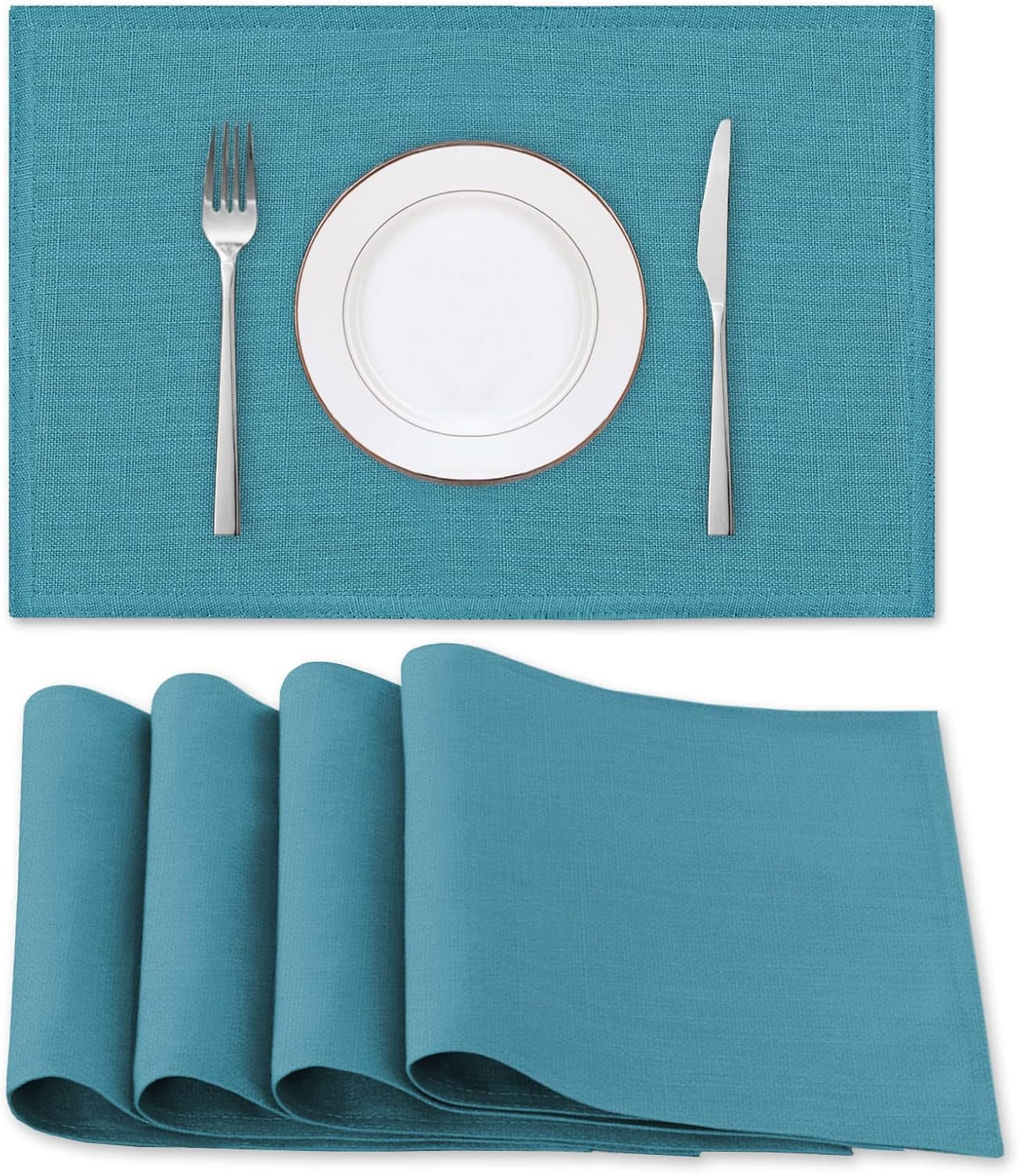 linen-placemats-set-of-4-premium-solid-table-placemats-for-dining-table-spill-proof-waterproof-table-mats-heat-resistant-kitchen-table-mats-washable-12x18-inches-teal