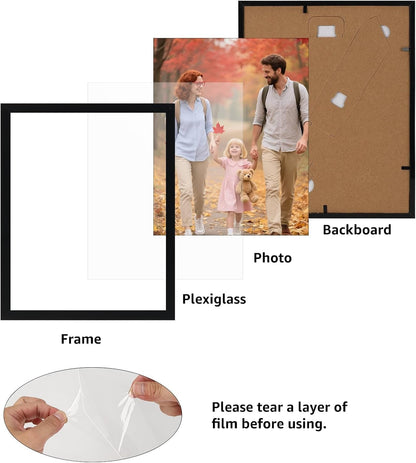 8X10 Picture Frame Black Set of 16, Lightweight 8 by 10 Photo Frames Bulk for Gallery, Office, Living Room Wall Hanging and Tabletop Display5