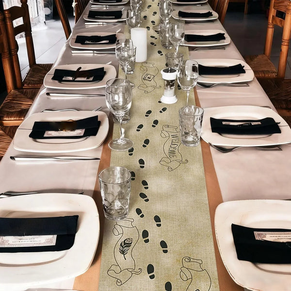 1 Pcs Footprint Map Magical Wizard Table Runner Wizard Party Decor3