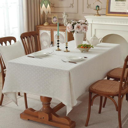 Natural Linen Cottton Tablecloth Rectangle, Rustic Elegant Tablecloth, Textured Jacquard Neutral Fabric, Washable Table Cover for for Dining Table Farmhouse Kitchen Party (Diamond Weave, 70" X 55" )1