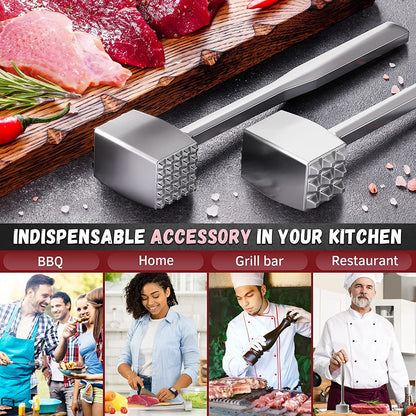 Meat Tenderizer 1 Pcs Aluminium Mallet Dual-Sided - Tenderizer Tool Kitchen Pounder - Home Hammer for Tenderizing Ice Steak Stainless Veal & Chicken Safe Beater 13094794