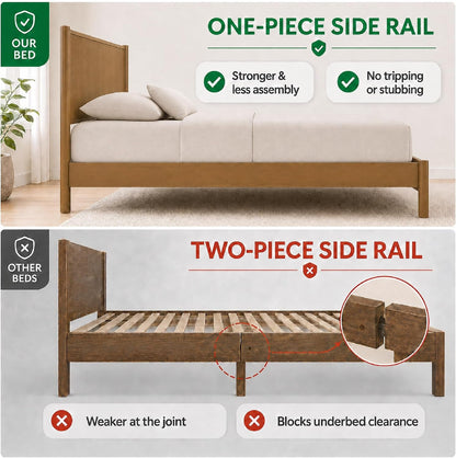 Solid Wood Queen Platform Bed, Walnut (WNT, Queen (U.S. Standard))9