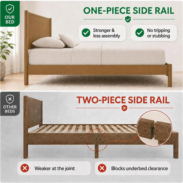 Solid Wood Queen Platform Bed, Walnut (WNT, Queen (U.S. Standard))9