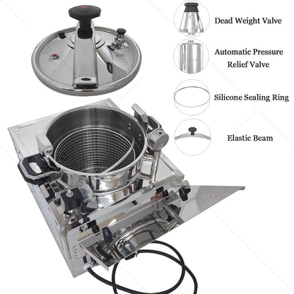 Electric Pressure Fryer, High-Pressure Chicken Fryer with Safety Features, Stainless Steel Countertop Deep Fryer for Crispy Fried Delicacies, Commercial-Grade2