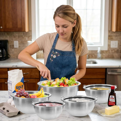 Premium Mixing Bowls, 304 Stainless Steel, See-Through Airtight Lids3