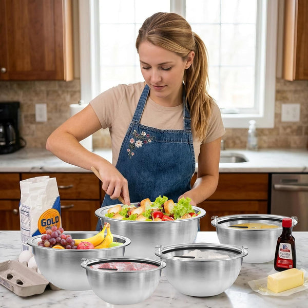 Premium Mixing Bowls, 304 Stainless Steel, See-Through Airtight Lids3