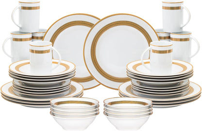 Dinnerware Set for 8-40 Piece Porcelain Dish Set - Elegant Rope Gold1