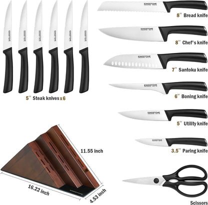 14-Piece Kitchen Knife Set with Block, High-Carbon Stainless Steel Knives Set, Ergonomic Non-Slip Handle, Professional Knife Set for Kitchen for Home Cooking & Gifting, Walnut5