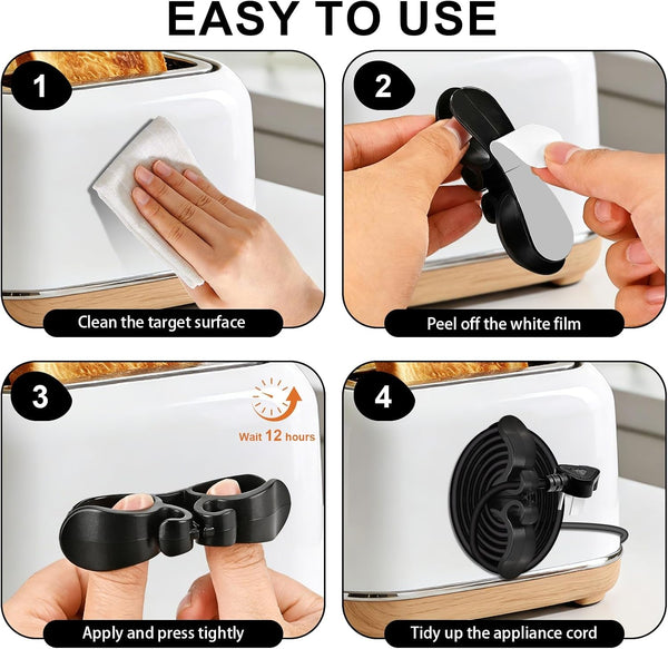 8PCS Cord Organizer for Appliances,Upgraded Appliance Cord Wrap | Appliance Cord Organizer Cord Kipper Cord Holder for Appliances Stick on Pressure Cooker, Coffee Maker, Air Fryer,Mixer8