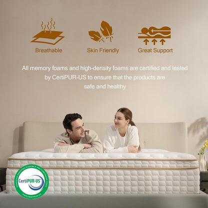 Full Size Mattress,12 Inch Hybrid Full Mattress in a Box with Memory Foam and Pocket Spring for Pressure Relief & Comfort Sleep & Zoned Support, Medium Firm,Certipur-Us2