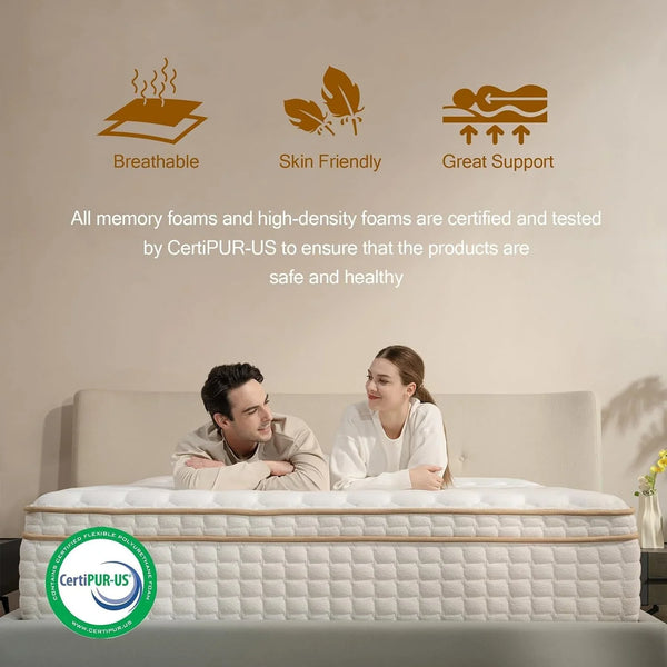 Full Size Mattress,12 Inch Hybrid Full Mattress in a Box with Memory Foam and Pocket Spring for Pressure Relief & Comfort Sleep & Zoned Support, Medium Firm,Certipur-Us2