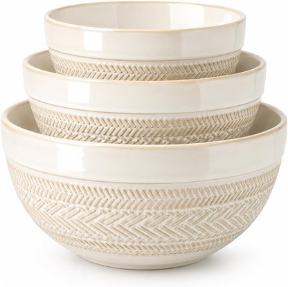 Ceramic Mixing Bowls Set of 3, Large Nesting Serving Bowls1