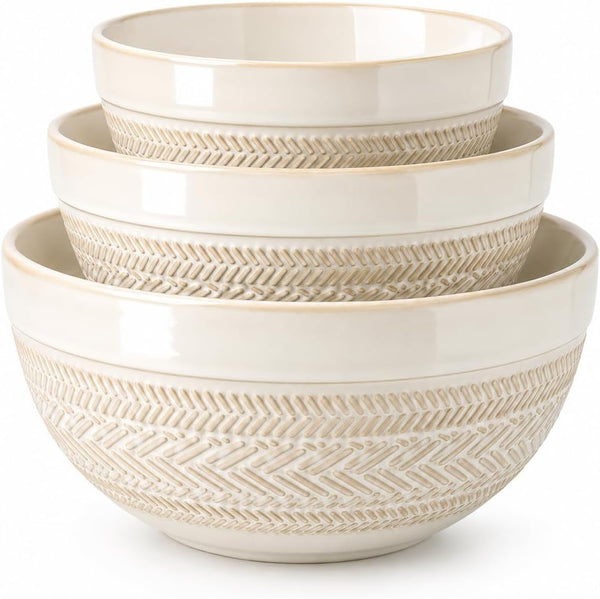 Ceramic Mixing Bowls Set of 3, Large Nesting Serving Bowls1
