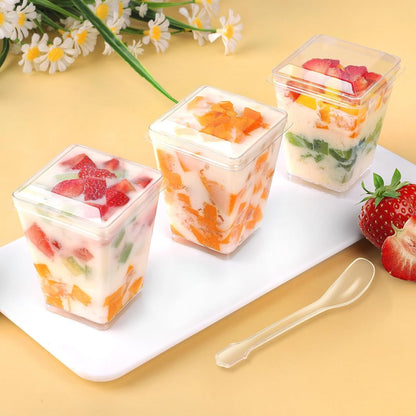 5 Oz Plastic Dessert Cups with Lids and Spoons, Yogurt Parfait Appetizer Cups for Party, Mini Dessert Shooters for Pudding and Fruit 20 Pack (60-Piece)2