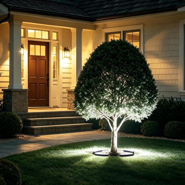 Solar Tree Lights Cool White 6000K, 360° Ring Uplight, Ground Stake, 3 Dimming, Auto On/Off, IP44 Waterproof, Solar Landscape Light, Adjustable Inner Diameter for Garden Palm Patio Decor7