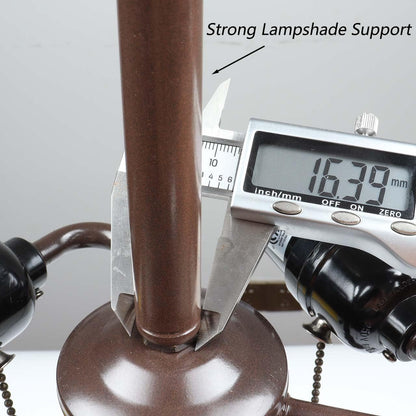 B10024 Antique Metal Table Lamp Base with 3-Light Sockets (Brown, 7" Wx25 H)2