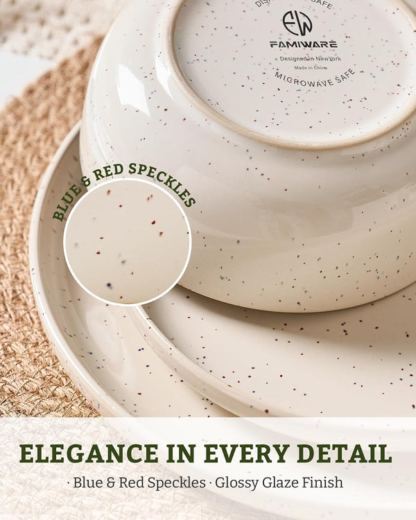 Meteor 12-Piece Stoneware Dinnerware Set, Creamy White3