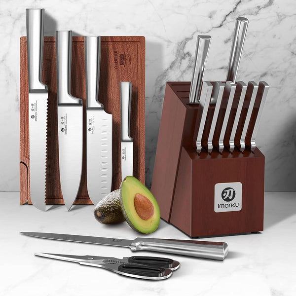 Knife Set - Kitchen Knife Set 15 Pieces Japanese Stainless Steel Knife Block Set with Sharpener - Dishwasher Safe Kitchen'S Knives - Ultra Sharp Chef Knife Set for Kitchen, Utility Knives8