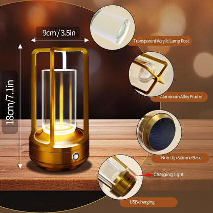 Rechargeable Table Lamp, 4000Mah Battery Cordless Lamp (Gold-2 )3