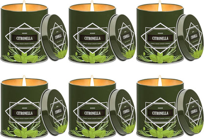 Citronella Candles Outdoor 6-Pack, Total 54Oz Citronella Candles for outside Patio, Camping & Garden, Summer Gifts for Indoor Home Scented, 50-Hour Burn Time, 9 Ounce Each1