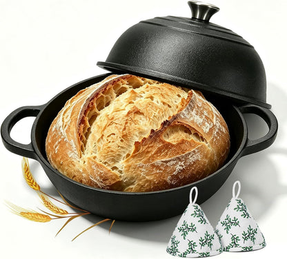 Cast Iron Bread Oven 6QT, Sourdough Bread Baking Pan with Lid | for Crispy Sourdough at Home - Dome Lid Locks Steam for Artisan Crust, 6QT Fits Family-Size Loaves1
