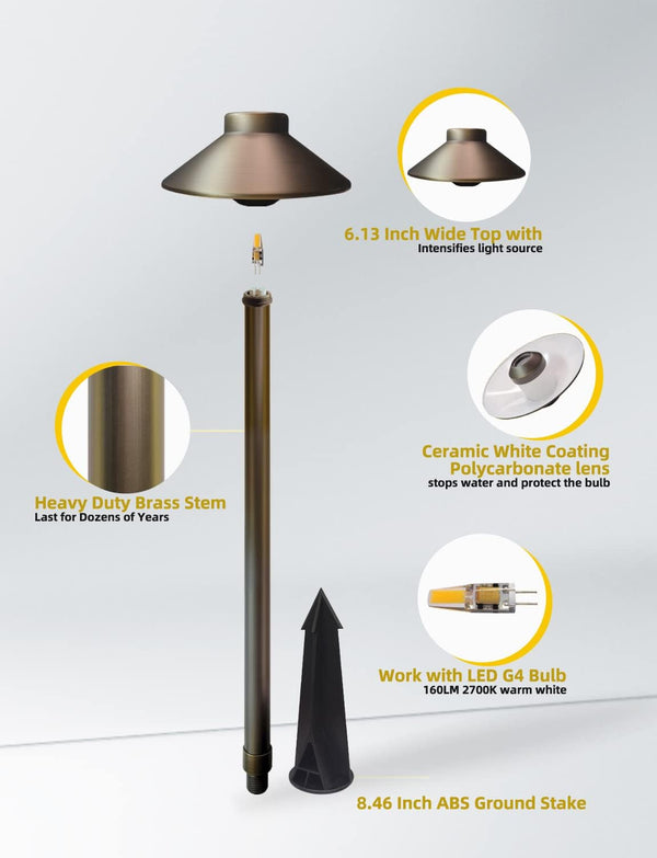 Brass Low Voltage Pathway Lights 4-Pack with 3W LED G4 Bulb (602B)3