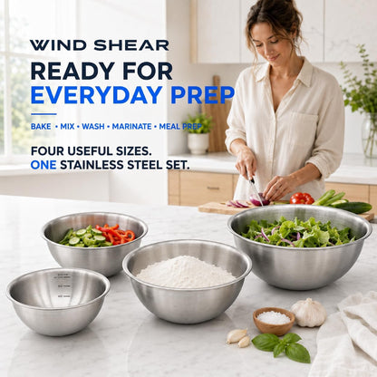 4-Piece 304 Stainless Steel Mixing Bowls with Measurements7