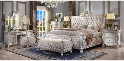 Picardy Eastern King Bed in Fabric & Antique Pearl2