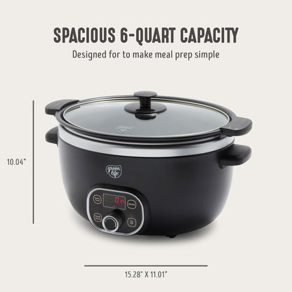6QT Ceramic Nonstick Slow Cooker, Cooktop/Oven Safe, Black | Pfas-Free Nonstick Removeable Inner Pot, Dishwasher Safe Components, Programmable, Keep Warm, Delay Timer, Family Sized2