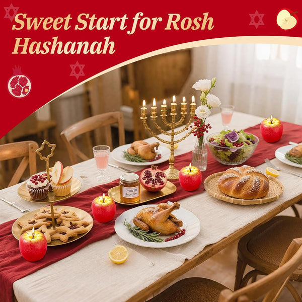 12Pcs Rosh Hashanah Apple-Shaped Candle Decoration Gifts Sets4