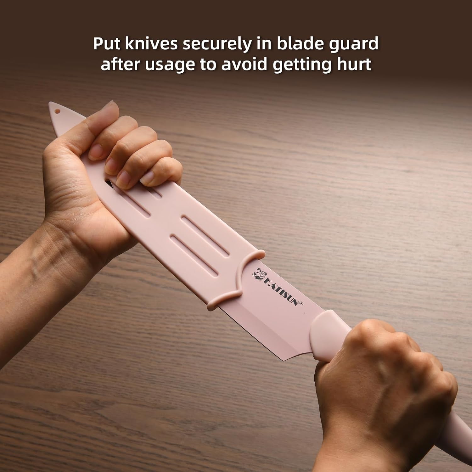 kitchen-knife-set-13-pcs-pink-non-stick-knives-with-6-blade-guards-stainless-steel-blades-pink-nonstick-coating-long-lasting-sharpness-rust-resistant-non-slip-dishwasher-safe