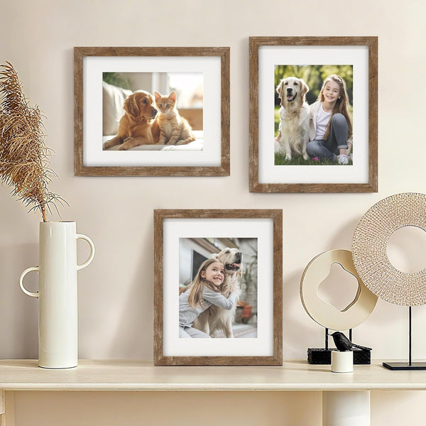 8X10 Picture Frames with 6X8 Mat Set of 6, Rustic Brown5