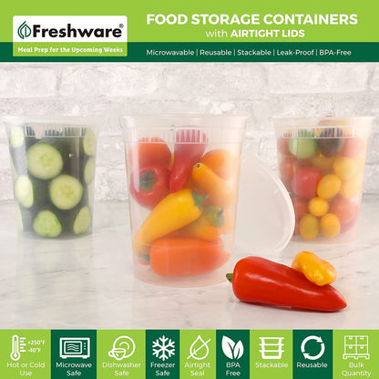 Food Storage Containers [24 Set] 32 Oz Plastic Deli Containers with Lids, Slime, Soup, Meal Prep Containers | BPA Free | Stackable | Leakproof | Microwave/Dishwasher/Freezer Safe2