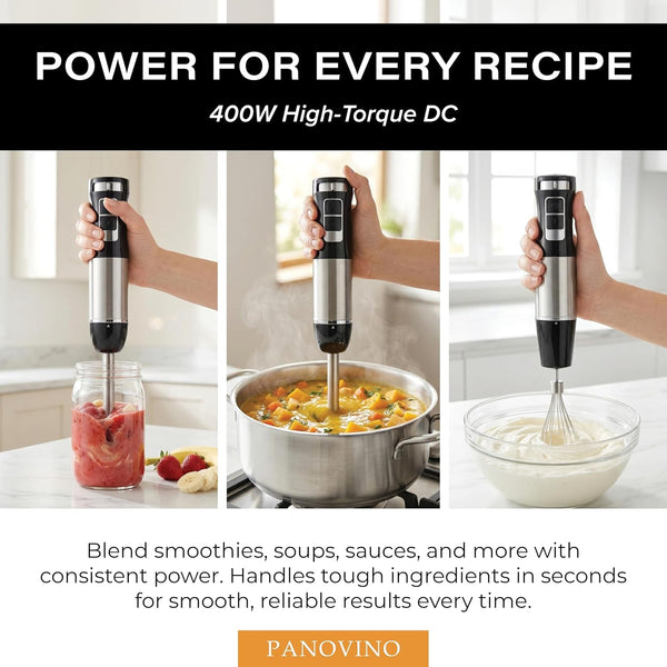 Handheld Immersion Blender, Stick & Hand Blender, 7-Speed, Black | Reinforced Metal Gear, Won'T Strip like Plastic; Whisk, Chopper & Beaker for Soups, Sauces, Smoothies & Baby Food2