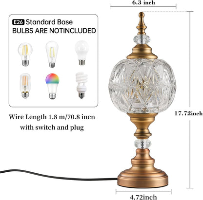 Table Lamps Vintage Desk Lamp Plug in Table Light | Crystal Table Lamp Vintage-Inspired Elegant Design Durable Metal Base, Warm Tone Perfect for Bedroom, Living, Office6