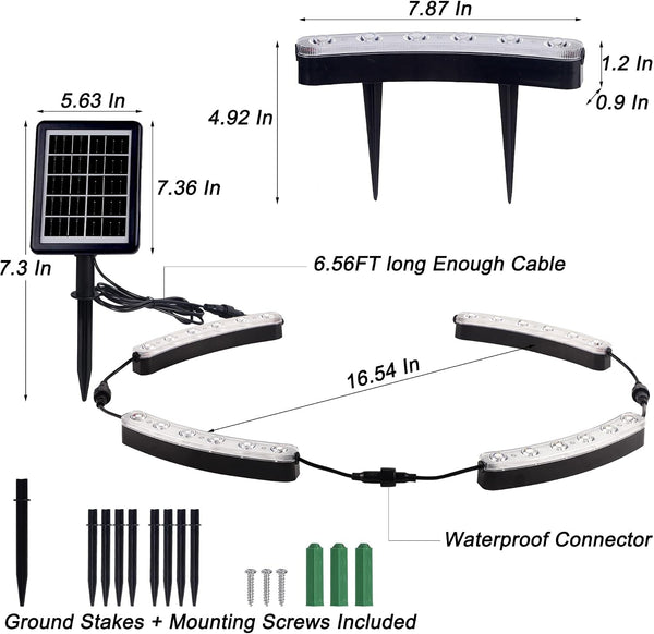 Solar Tree Lights Cool White 6000K, 360° Ring Uplight, Ground Stake, 3 Dimming, Auto On/Off, IP44 Waterproof, Solar Landscape Light, Adjustable Inner Diameter for Garden Palm Patio Decor2