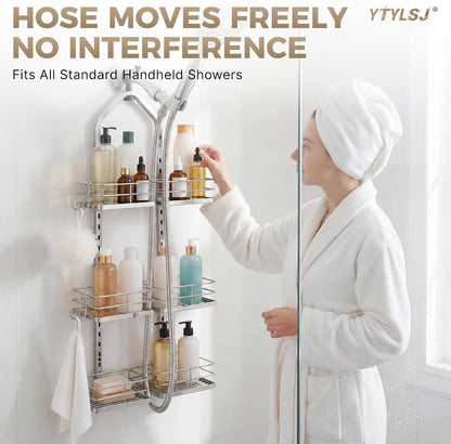 3-Tier Hanging Shower Caddy for Handheld Showerhead, Silver6
