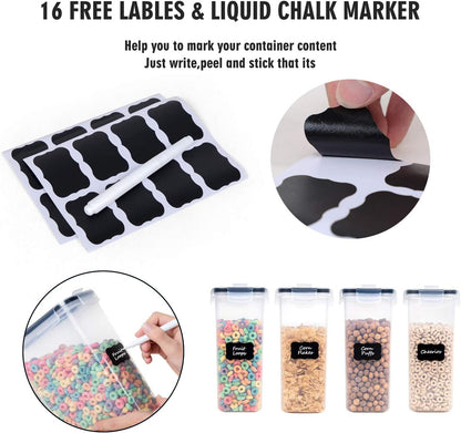 Cereal Containers Storage Set - 4 Piece Airtight Large Food Storage Containers(135.2Oz), BPA Free Dispenser Plastic Cereal Storage Containers3