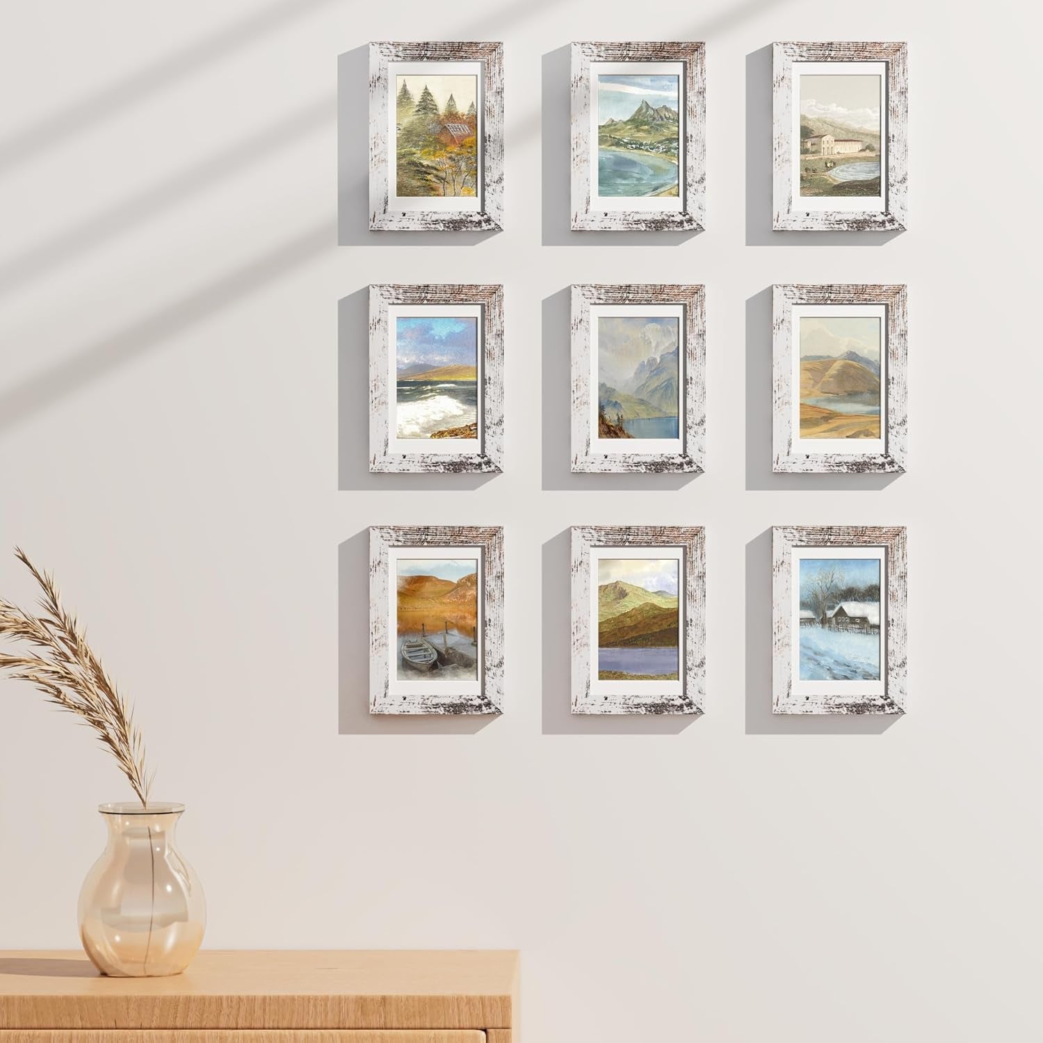 4x6-picture-frames-set-of-9-wall-tabletop-distressed-white