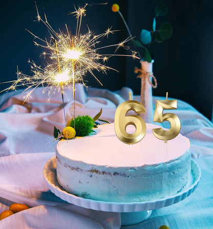 65Th Birthday Decorations for Women Men,Gold 65 & 56 Birthday Candles6