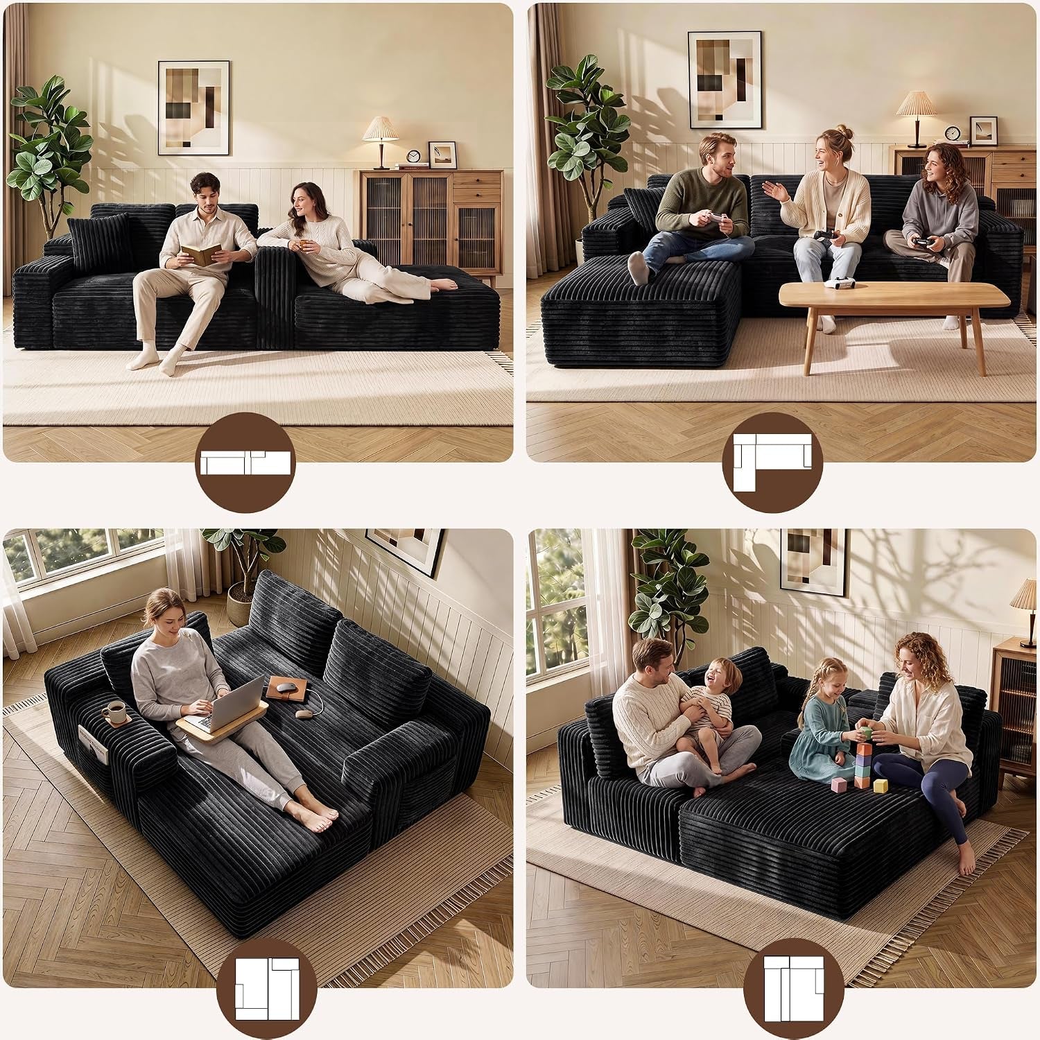 97-l-shape-sectional-couches-3-seater-sectional-sofas-for-living-room-bedroom-plush-corduroy-cloud-boneless-couch-sofa-black-left-facing-chiase-97-inch