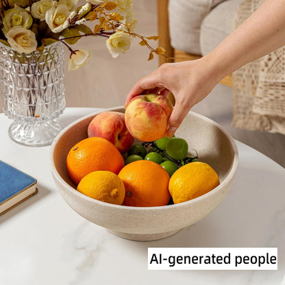 Large Decorative Fruit Bowl,10.43" Modern Snack Candy Bowl Beige | Sandstone Look,Minimalist,For Kitchen Counter,Dining Room Table Centerpiece Decor,Entryway,Home,Office,Hotel,Cafe,Bar4
